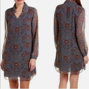 CAbi Provencial Floral Midi Dress Blue Size XS